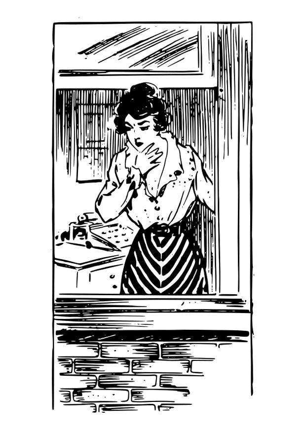 Coloriage femme A  la fenAªtre